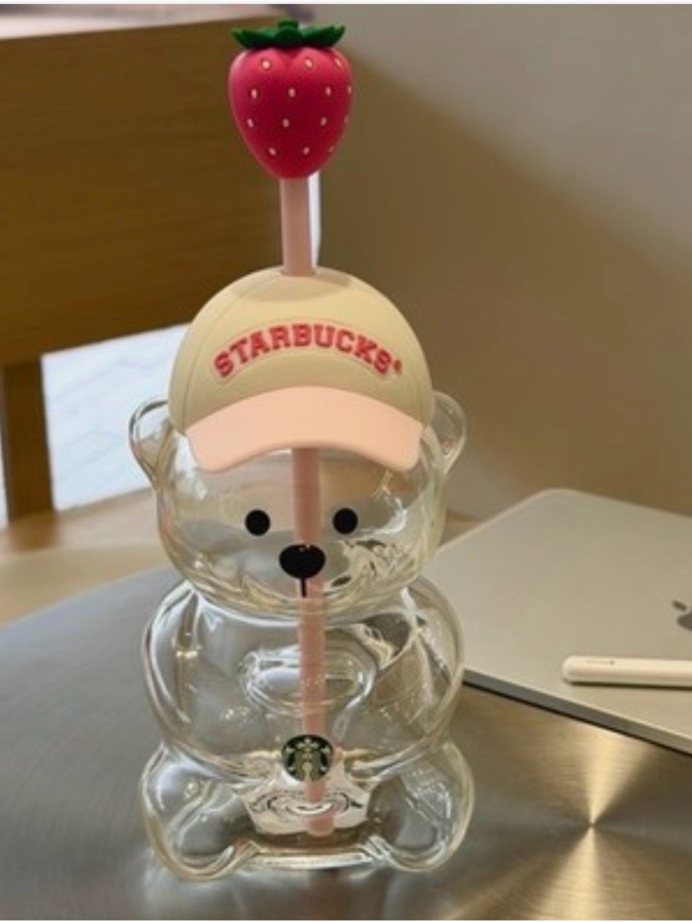 Starbucks  Bear Cup with Pink Straw